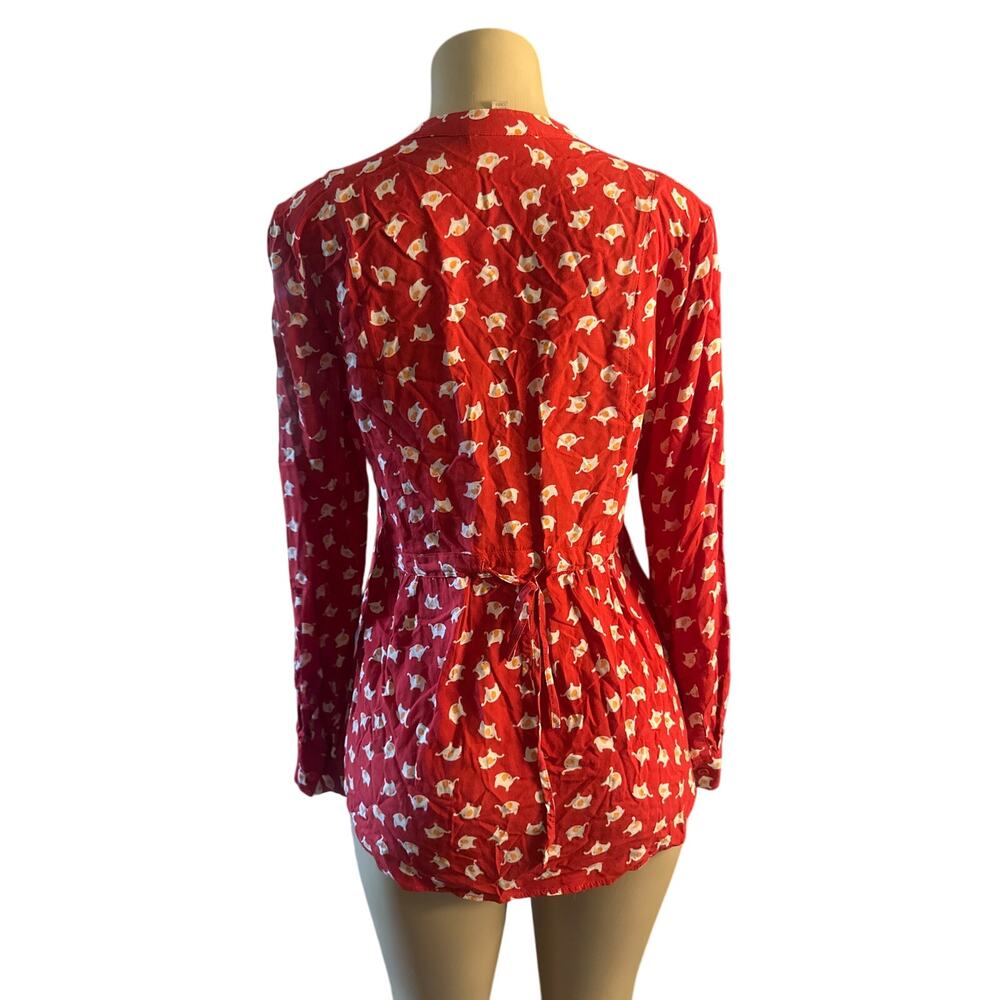 M Modcloth Red Safari As I Can See Elephant Print… - image 4